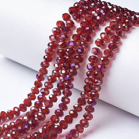 Electroplate Transparent Glass Beads Strands EGLA-A034-T6mm-F03-1