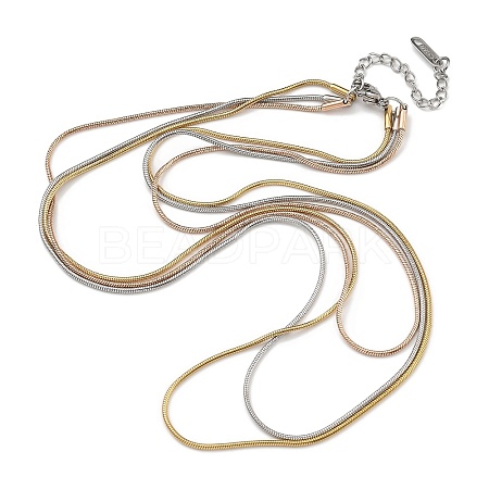 304 Stainless Steel Multi Layered Round Snake Chain Necklaces NJEW-H043-11MC-1