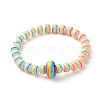 Stripe Resin Rondelle Beads Stretch Bracelets for Parent and Kid BJEW-JB06635-2