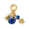 Rack Plating Brass Blue Enamel European Dangle Charms KK-P279-31G-1