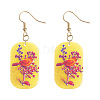 Rectangle with Bird Pattern Acrylic Dangle Earrings FS-WG54A2C-05-2