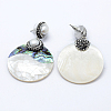 Abalone/Paua Shell Dangle Stud Earrings EJEW-F151-40A-2