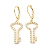 Brass Micro Pave Clear Cubic Zirconia Dangle Leverback Earrings for Women KK-B062-03G-1