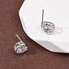Brass Micro Pave Clear Cubic Zirconia Stud Earrings EJEW-C174-02G-P-3