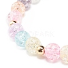 Candy Color Round Beaded Stretch Bracelet with Heart Star Flower Charm for Women BJEW-JB07636-05-5