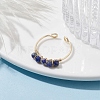Copper Wire Wrapped Natural Lapis Lazuli Open Ring RJEW-JR00630-03-2