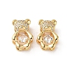 Brass Micro Pave Clear Cubic Zirconia Slide Charms KK-D504-17G-1