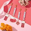 Lucky Cat Alloy Red Enamel Pendants Decorations HJEW-JM01444-2