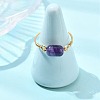 Natural Amethyst & Apatite & Tiger Eye & Amazonite & Rose Quartz Beads Finger Rings RJEW-JR01043-2