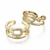Brass Micro Pave Clear Cubic Zirconia Cuff Rings RJEW-S044-080-NF-2