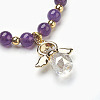 Natural Amethyst Beads Stretch Charm Bracelets BJEW-JB03857-05-2