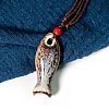 Fish Porcelain Whistle Pendant Necklaces with Adjustable Wax Cord FS-WG46CDC-10-1
