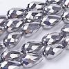 Electroplate Glass Beads Strands EGLA-D017-15x10mm-7-3