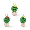 3Pcs 3 Colors Glass Seed Beaded Cactus Pendants PALLOY-MZ00860-1