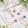 ANATTASOUL 5Pcs 5 Colors Butterfly Alloy Enamel Pendant Necklaces for Women NJEW-AN0001-80-7