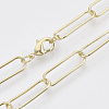 Brass Round Oval Paperclip Chain Necklace Making MAK-S072-06B-LG-1