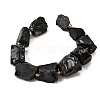 Raw Rough Natural Black Obsidian Beads Strands G-Z087-B06-3