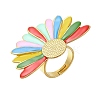 Flower Enamel Finger Rings RJEW-M023-03G-01-1