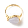 Natural Blue Lace Agate Oval Finger Rings RJEW-JR00441-02-6