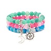 3Pcs Natural Weathered Agate(Dyed) Beaded Bracelets Set BJEW-JB07665-1
