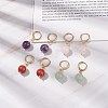 Round Gemstone Dangle Hoop Earrings EJEW-JE04966-2