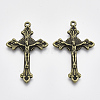 Alloy Crucifix Cross Pendants X-EA7407Y-AB-1