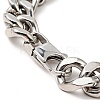 Tarnish Resistant 304 Stainless Steel Rhombus with Cross Link Bracelet with Curb Chains for Men Women BJEW-E009-21P-4