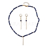 Natural Lapis Lazuli Beads Necklaces & Leverback Earrings Sets SJEW-JS01302-1