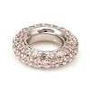Brass Micro Pave Cubic Zirconia Rondelle European Beads KK-D160-59P-2