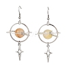 Natural Yellow Hematoid Quartz & Alloy Pendant Dangle Earrings EJEW-TA00818-02-3