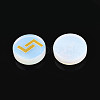 Brass Elder Futhark Alphabet Engraved Symbol Flat Round Opalite Rune Stones G-I373-01O-3