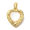 Brass Pave Natural White Shell Pendants KK-K388-78G-1