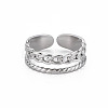 304 Stainless Steel Curb Chain Shape Cuff Ring RJEW-N038-037P-1