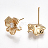 Brass Cubic Zirconia Stud Earring Findings KK-S348-348-2