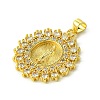 Brass Micro Pave Clear Cubic Zirconia Pendants KK-H472-49G-2