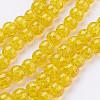 1Strand Gold Transparent Crackle Glass Round Beads Strands X-CCG-Q001-10mm-10-1