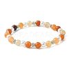 Natural Mixed Gemstone & ABS Plastic Pearl Beaded Stretch Bracelet BJEW-JB09520-2