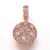 Brass Cubic Zirconia Pendants ZIRC-K070-25RG-1