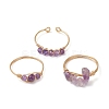 3Pcs Natural  Amethyst Bead Finger Ring RJEW-JR00855-02-5