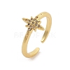 Rack Plating Star Brass Micro Pave Clear Cubic Zirconia Cuff Rings for Women RJEW-M028-122G-2