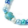 2Pcs 2 Colors 8mm Round Baking Paint Pearlized Glass Pearl Beaded Stretch Bracelet Sets BJEW-JB10899-4