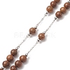 Natural Wood Round Rosary Bead Necklace NJEW-JN04248-3