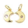 Brass Cubic Zirconia Charms ZIRC-C022-20G-3