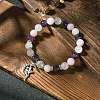 8mm Natural Rose Quartz & Quartz Crystal & Amethyst Round Beaded Stretch Bracelets BJEW-JB10738-02-2