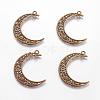 Tibetan Style Alloy Hollow Moon  2-Loop Link Pendants TIBEP-5312-AB-FF-1
