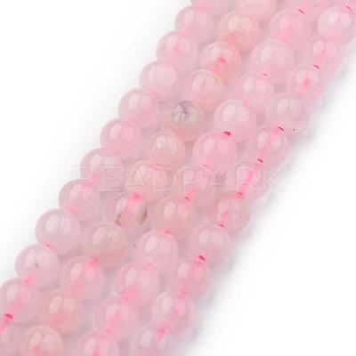 Natural Rose Quartz Round Beads Strands X-G-P072-05-4mm-1