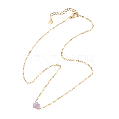Natural Lepidolite & Larvikite & Lapis Lazuli & Rose Quartz & Tiger Eye Star Pendant 304 Stainless Steel Cable Chain Necklaces NJEW-JN05721-1