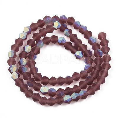 Imitate Austrian Crystal Bicone Frosted Glass Beads Strands GLAA-F029-TM3mm-A05-1