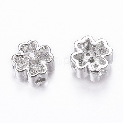 Rack Plating Brass Micro Pave Cubic Zirconia Beads ZIRC-A006-04P-02-1