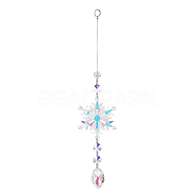 AB Color Glass Snowflake Pendant Decorations AJEW-Q144-02P-04-1